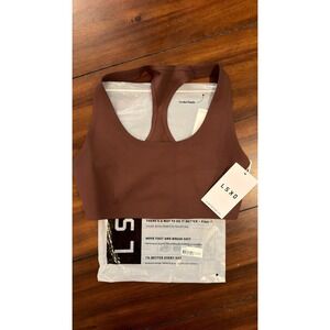 LSKD Flow Scoop Neck Sports Bra Hot Chocolate Brown WBRA01255 Women Medium NEW
